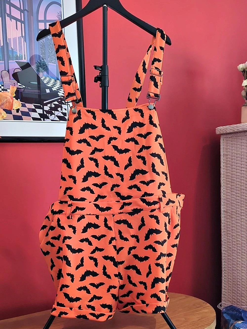 Social Collision Orange & Black Bat Shortalls Size 3